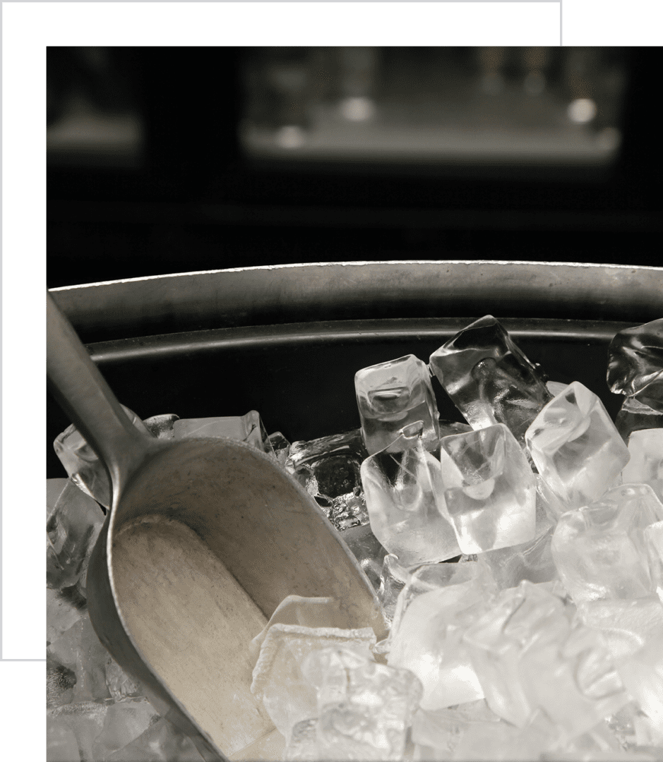 Ice bucket with scoop in focus