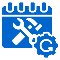 Calendar with tools and gear icon